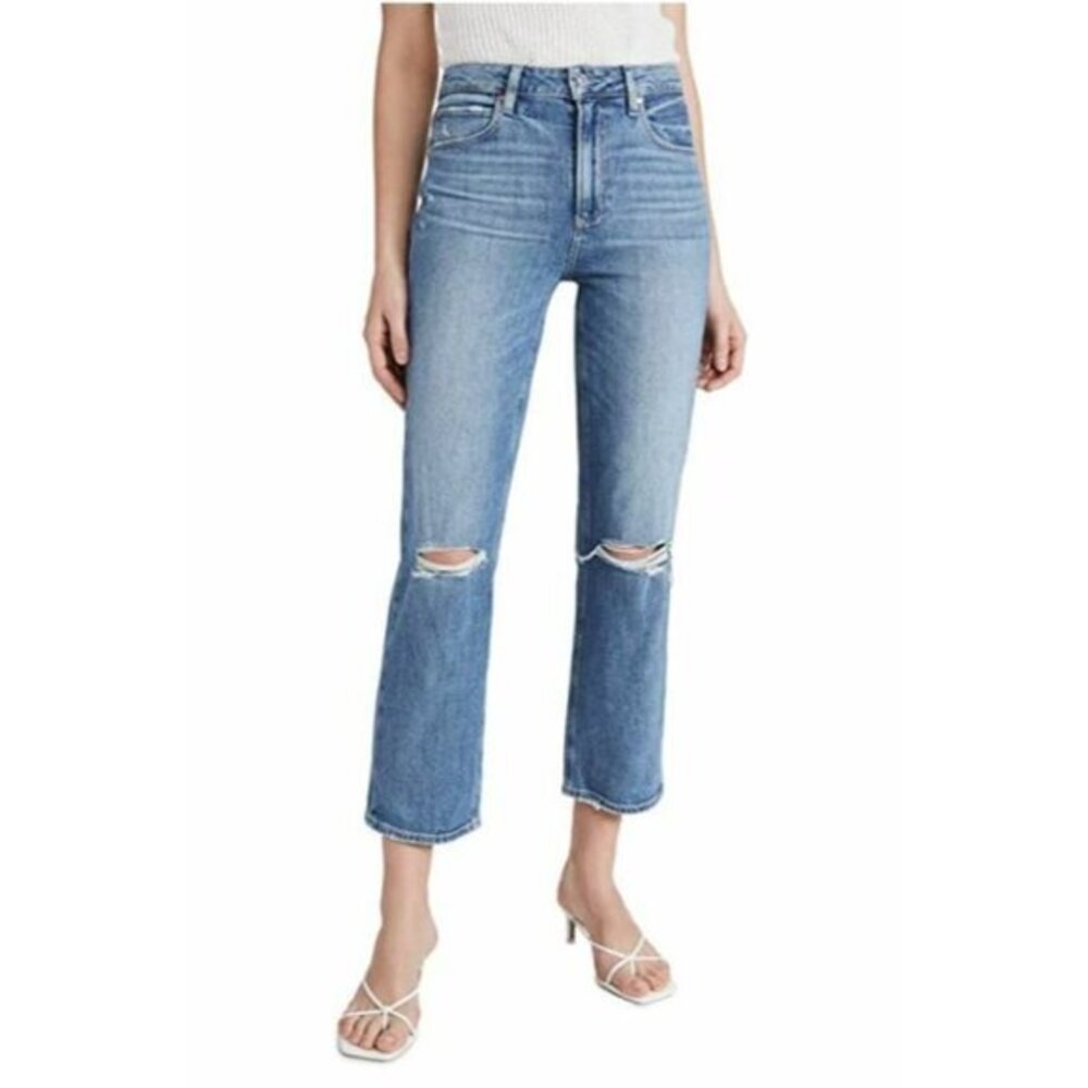 Paige Sarah High Rise Crop Jeans in Solera Destructed Wash SZ 25 New $239